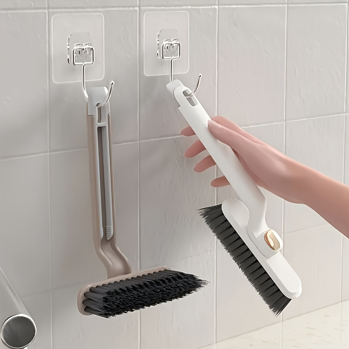 1 piece of Multifunctional Rotating Cleaning Brush with Tough Bristles, Perfect for Reaching Tight Spaces in the Bathroom & Kitchen. 360° Easy Clean Tool for Walls, Floors - Portable, Manual Handheld Brush for Household Cleaning.