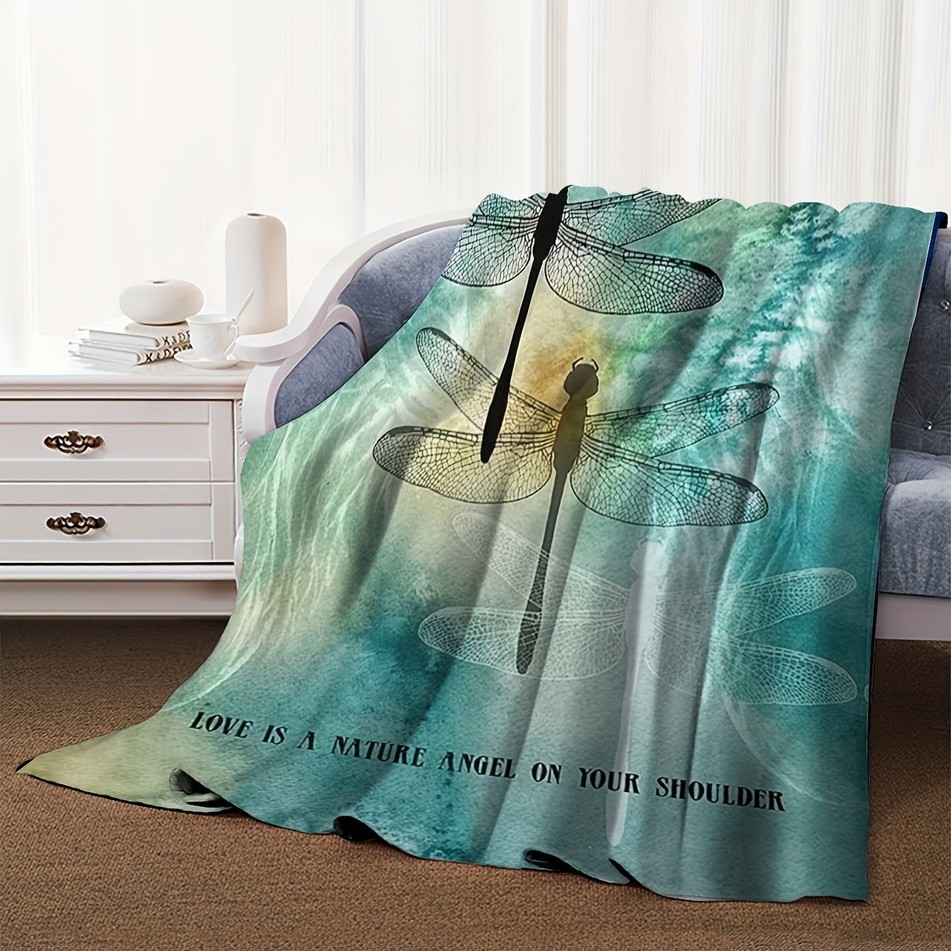 Colorful Dragonfly Throw Blanket - Cozy, Soft, and Versatile Blanket for Home, Office, or Travel - Great Gift for Anyone