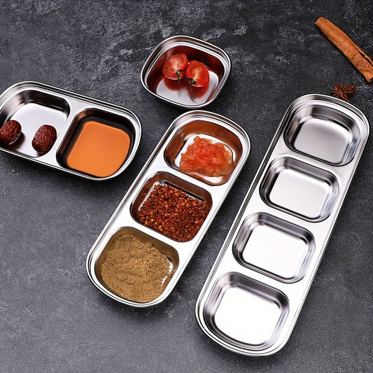 1pc square sauce plate made of 304 stainless steel, suitable for barbecue, restaurant, and baking.