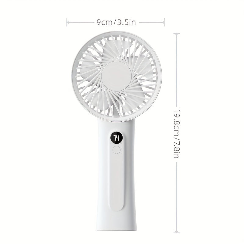 USB Rechargeable Portable Mini Fan with Smart Digital Display - Designed for Desk, Bedside, and Outdoor Use, Long-Lasting Battery, Strong Wind, Quiet Operation, Dual Stand/Handheld Design