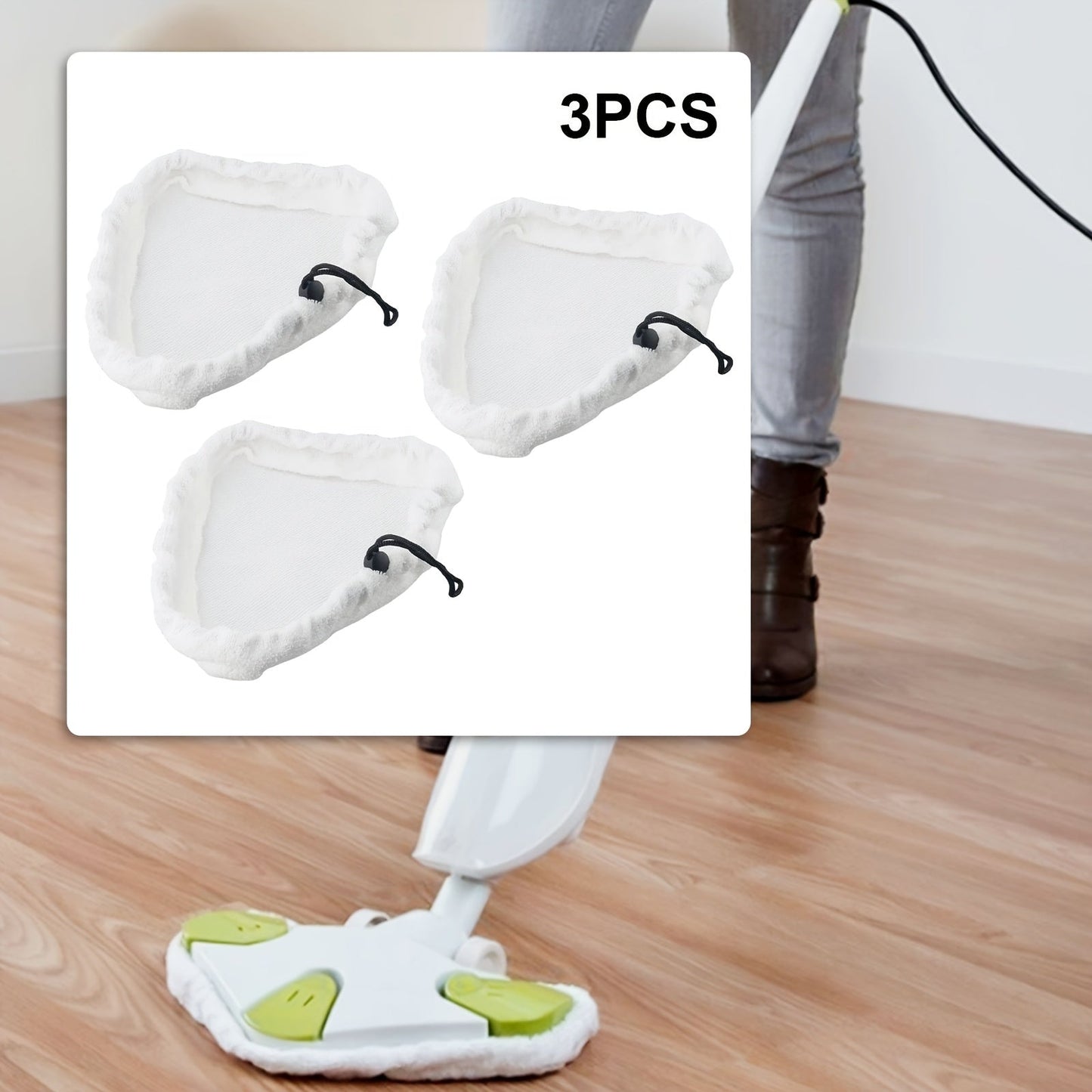 Three URTUE Steam Mop Cloth Covers in a Pack, Made of Reusable Microfiber for Super Absorbency, Washable and Easy to Use with Steam Floor Mops, Steamers, and Cleaning Devices, Constructed with PET Material for Electricity-Free Operation.