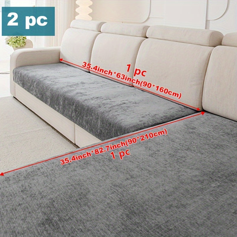 Chenille sofa protection pad set - pet-friendly, non-slip, scratch-resistant - machine washable polyester covers for various sofa sizes.