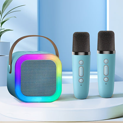 Mini Wireless Karaoke Machine with RGB Light Speaker Set, Ideal for Family Gatherings and Parties.