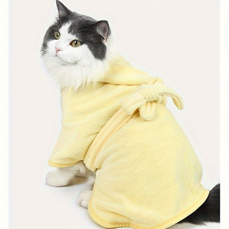 Highly absorbent microfiber bathrobe for small to medium pets - fast drying, soft, secure closure.