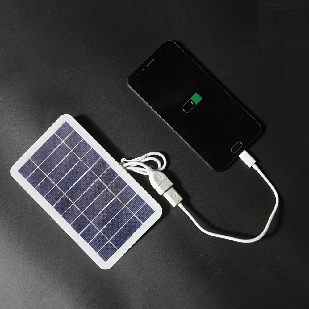 Compact 2W Solar Charger with USB for Phones & Power Banks - Ideal for Camping, Hiking, and Emergencies