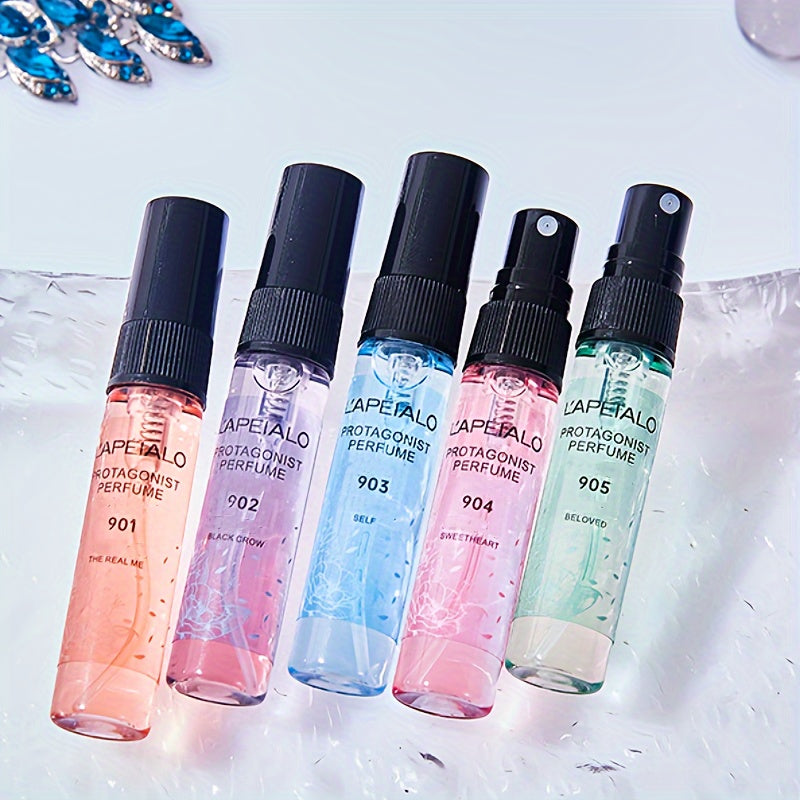 5-piece Women's Perfume Gift Set: 5ml Floral scent, long-lasting, alcohol-infused, ideal for travel or pocket use.