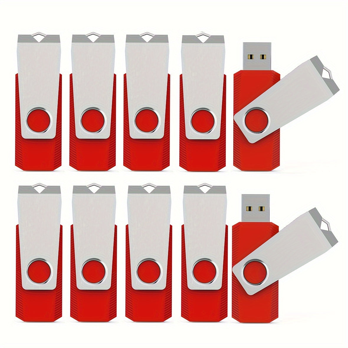 10 Packs USB Flash Drives in various capacities for storing and transferring photos, music, videos, and files.