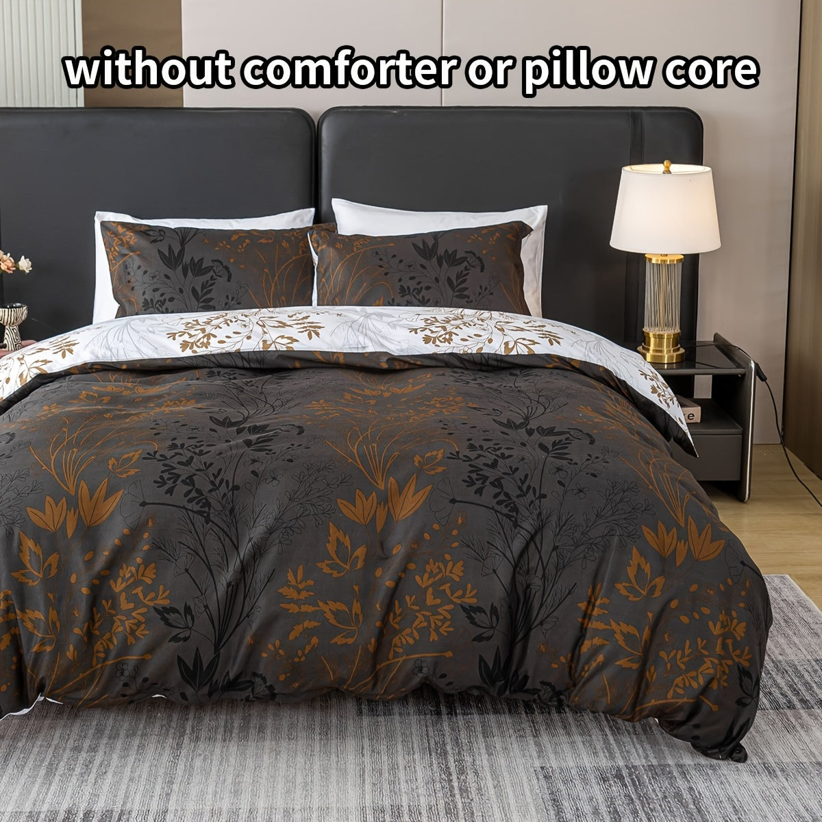 Luxurious Floral Print Polyester Duvet Cover Set includes one duvet cover and two pillowcases (core not included). This all-season bedding set is soft, comfortable, and breathable, perfect for bedroom, guest room, or dorm use.