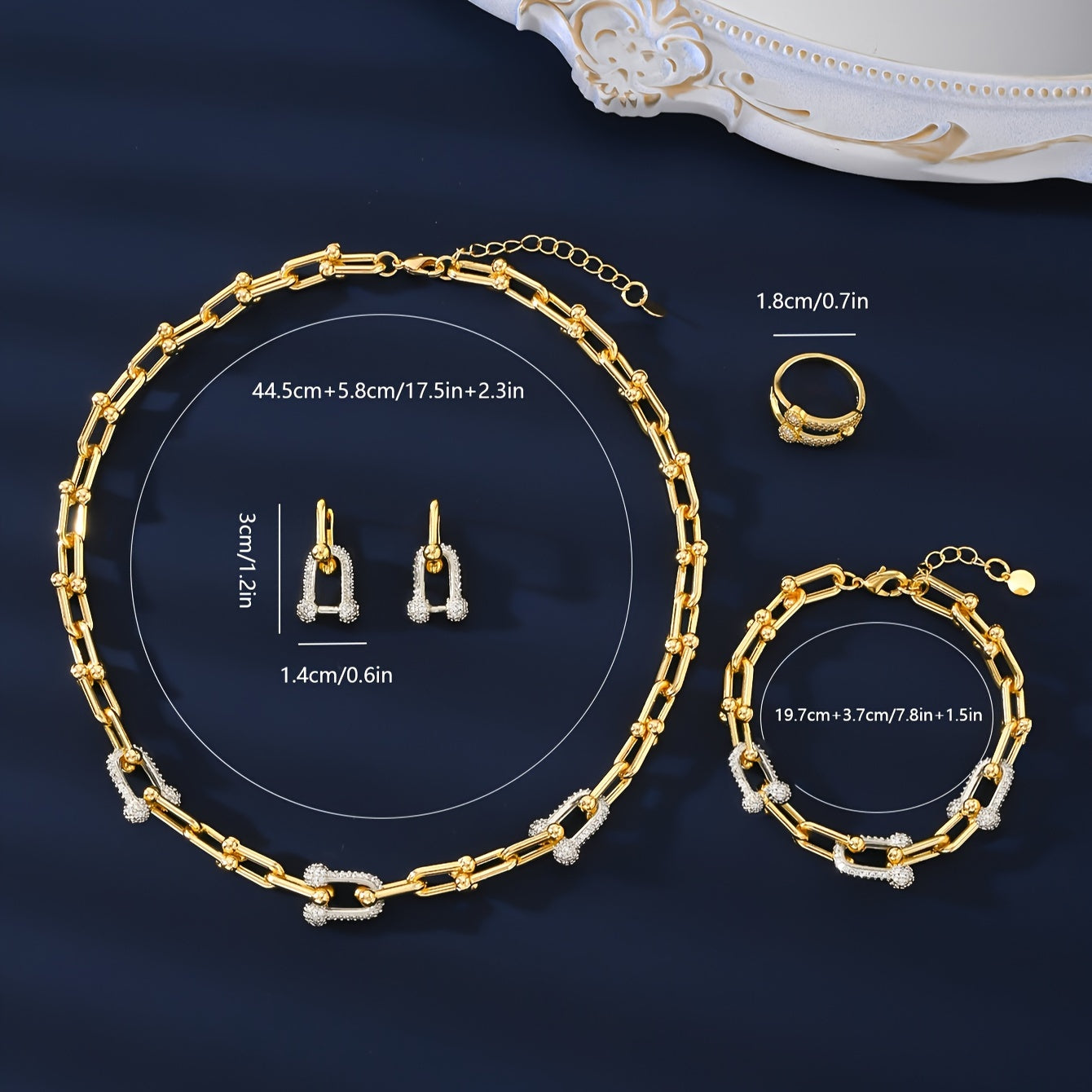 A set of four pieces of trendy European and American luxury zirconia jewelry, perfect for weddings, engagements, daily wear, holidays, social gatherings, and couple gifts. This elegant and durable set is hypoallergenic and ideal for summer.