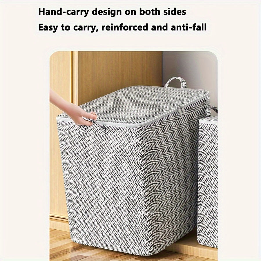 Large storage box with handles by HAOYIZHUO - Perfect for clothes, blankets, and more! Made of stylish mixed colors non-woven fabric.