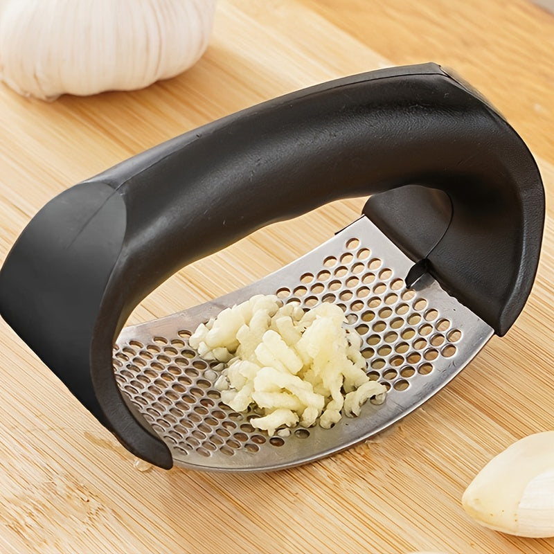 Stainless steel manual garlic press - no power needed, perfect for dorms and home use