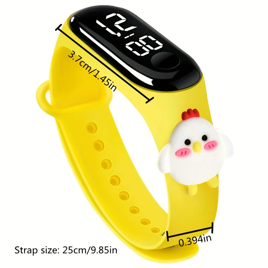 Cute cartoon LED sports watch for kids - silicone band, non-waterproof digital display.