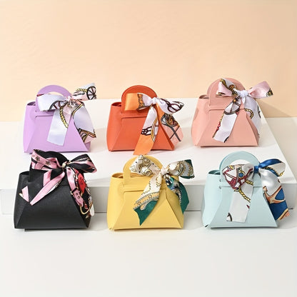 5 European-style faux leather wedding candy boxes, ideal for party favors and packaging.