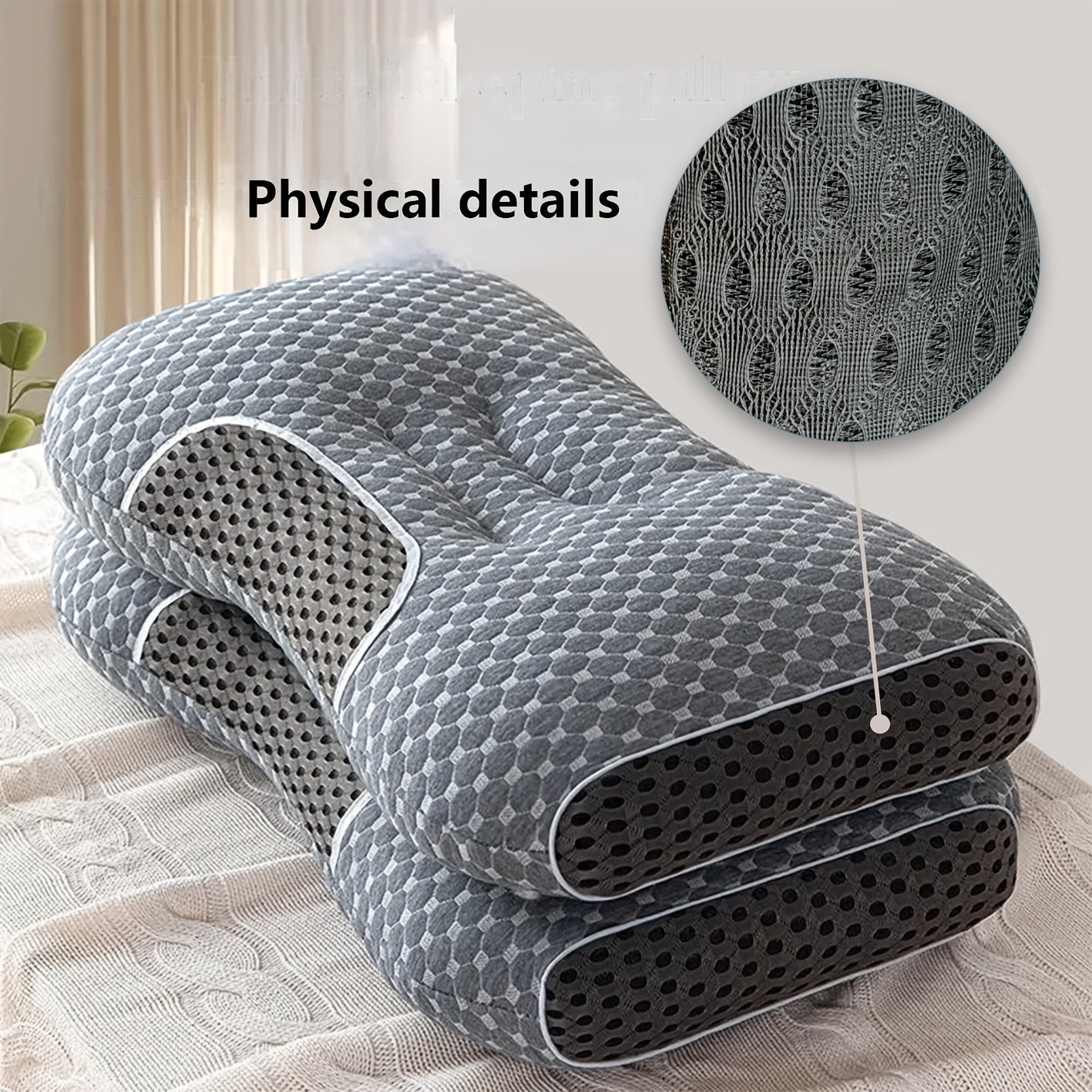 One-piece Portable Knitted Maternity Pillow with Neck Support for Adults 14+, featuring Soft Firmness and Moisture-Wicking Breathable Material. Perfect for Neck Sleeping, Massage, and Home Bedding in Living Rooms or Bedrooms for a Comfortable Sleep