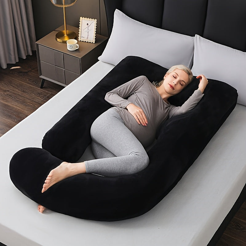 Get the ultimate comfort with our J-Shaped Pregnancy Pillow, made of soft polyester and designed for full body support. It comes with a removable cover and is perfect for expecting mothers to get a good night's sleep. Makes a great gift for Christmas