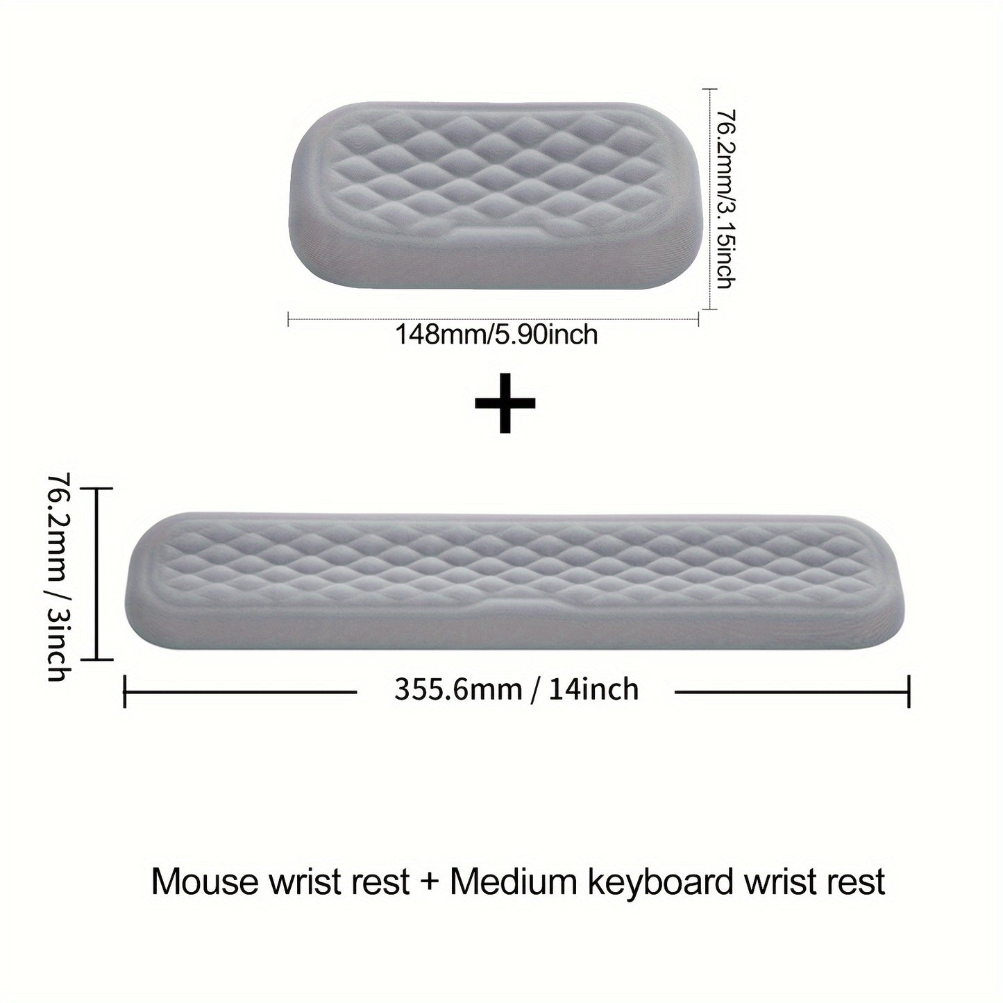 Ergonomic keyboard and mouse wrist rests for comfortable typing and mousing.