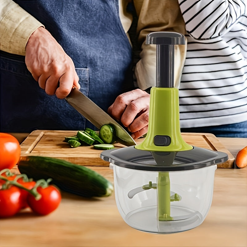 Essential Kitchen Tool: KitchenPro Metal Hand Food Chopper - Straight Blade Edge, Multi-Function Manual Press Chopper for Vegetables, Fruits, Herbs, Meat Mash, Salad, Pesto, Salsa - Ideal for Quick Prep