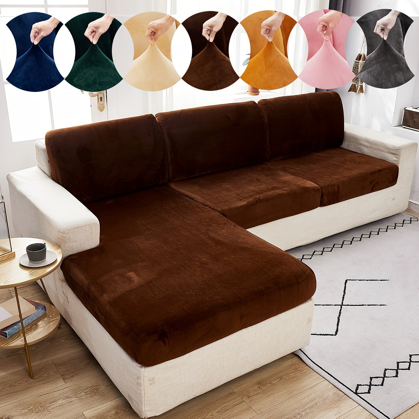 Velvet sofa slipcover/pillowcase for pets, dust-proof and fuzzy couch cover for home decor.