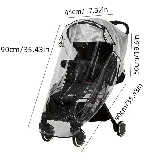 Durable Universal Clear Plastic Stroller Rain Cover for Babies 0-3 Years Old - Dustproof, Snowproof, and Includes Ventilation Mesh Window for Unobstructed View - Essential Stroller Accessory