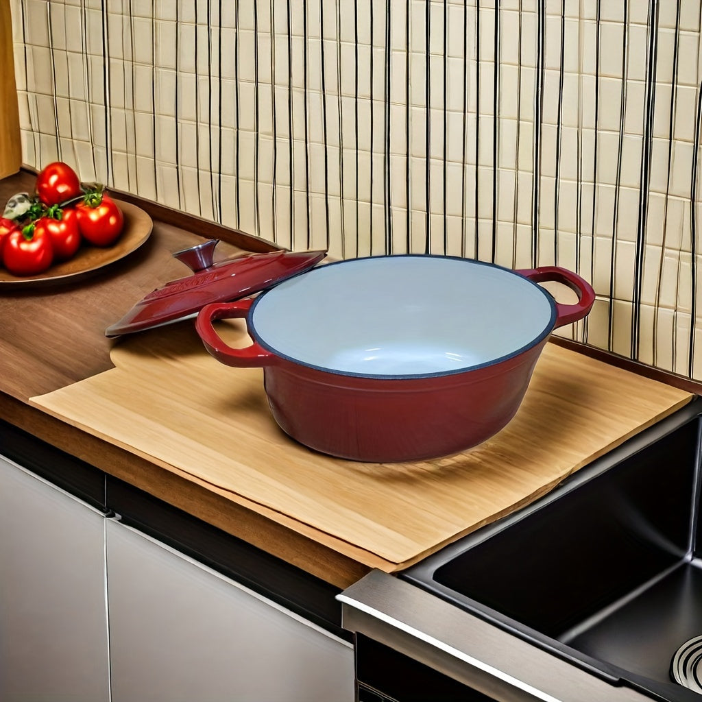 Durable Enameled Oval Dutch Oven: Versatile Enamel Cookware for Cooking Soups, Braises, and Stews - Holds up to 5.8kg of Food