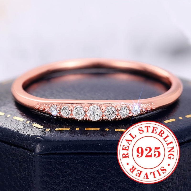 Simple S925 Sterling Silver Eternal Ring with Zirconia - 1 Gram, perfect for Ladies' Wedding or Engagement. This romantic piece of jewelry is suitable for any occasion, whether it be a wedding, party, or daily wear. Add an elegant touch to your outfit