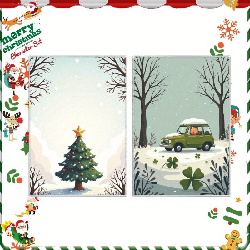 Set of 2 festive kitchen towels sized 45.72*66.04 cm each, featuring a Christmas wintertime design. Perfect for adding a touch of holiday cheer to your kitchen decor. These soft towels make great Christmas gifts and decorations, with snowflake accents.