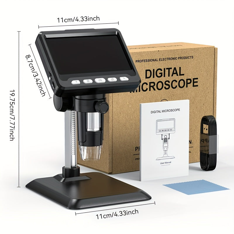 INSKAM 10.92cm Digital Microscope: 1000X High-Definition Image Capture, 8 LED Lights, USB/Battery Powered, Great for Electronics & Biology