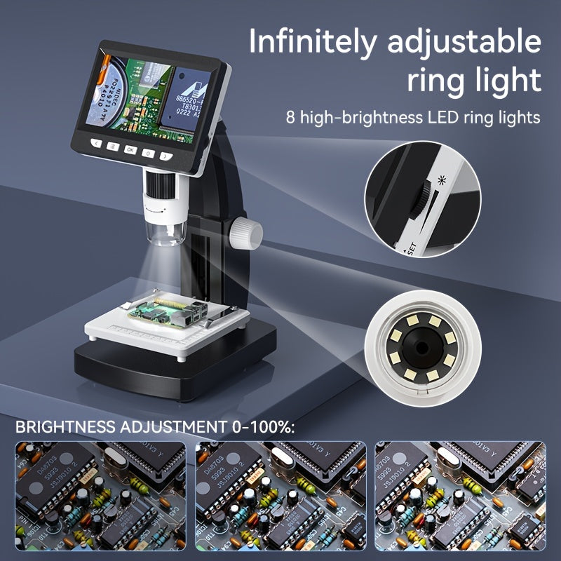 1 set of 1000X digital microscope with 8 LED lights for real shot rendering. Can be used as a computer microscope or electron biological microscope.