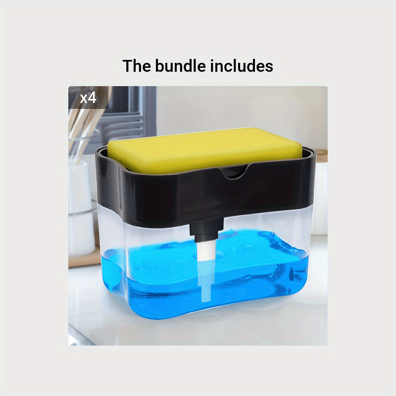 Modern ABS plastic dish soap dispenser with sponge holder, hand wash only, lightweight kitchen sink accessory with space-themed design.