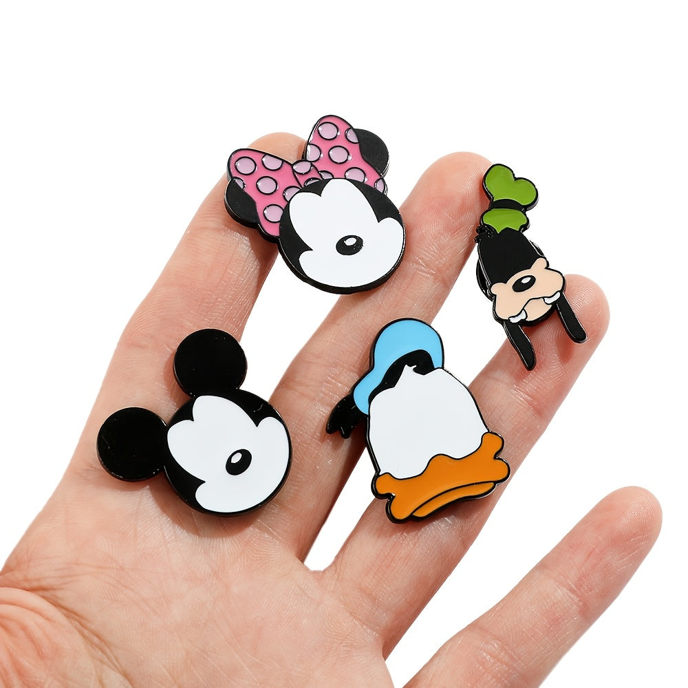 Set of 5 Disney Enamel Brooch Pins - Adorable Cartoon Alloy Metal Badges with Simple Irregular Shapes - Character Accessories for Clothes and Bags