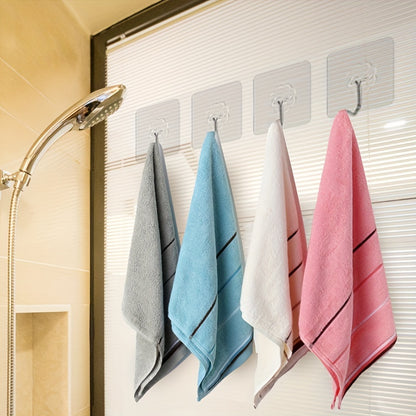 10 transparent adhesive hooks for hanging items on walls without leaving any marks or holes. Waterproof and suitable for use in bathrooms and toilets.