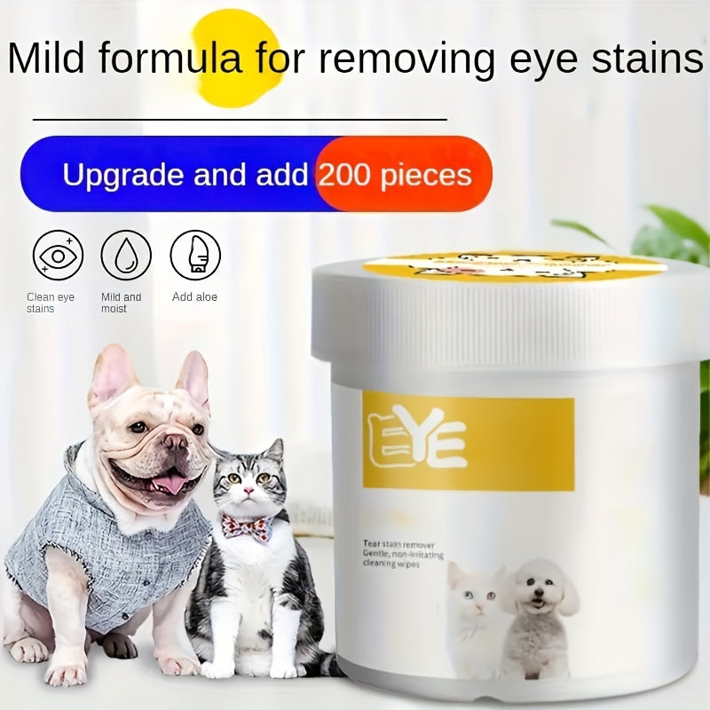 200 Dog Eye Care Wipes: Plastic Pads, Non-Electric, Gentle for Home Use, with Pet Grooming Supplies