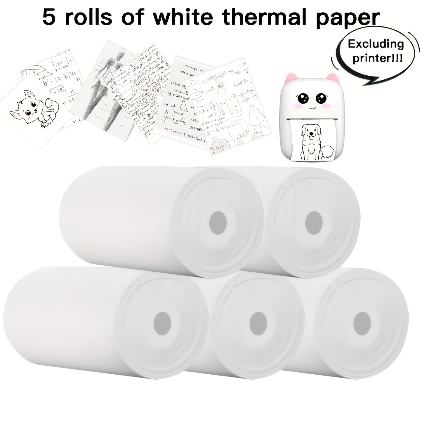 5 Mini Thermal Paper Rolls, 57x25mm, Inkless Printing for Portable Pocket Printers - Ideal for DIY Stickers & Documents