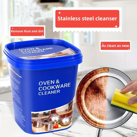 Introducing our highly effective Stainless Steel Cleaner Cream - a concentrated grease remover weighing 500g. This powerful cleaning paste is infused with coconut oil to effectively clean cookware, stoves, range hoods, and ovens.