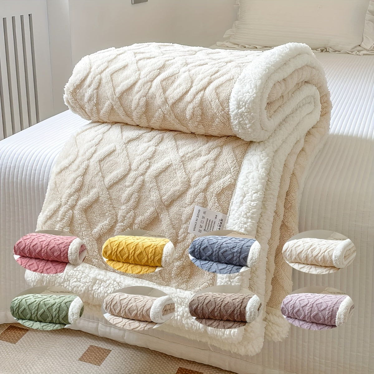 A cozy Double-Sided Fleece Bed Blanket perfect for autumn and winter, also great for staying warm during the summer with its thickened design. Ideal for all seasons and makes a wonderful Christmas gift.