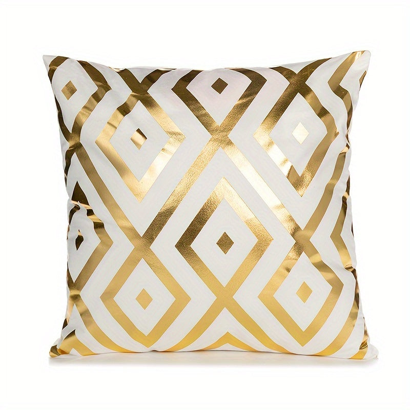 Boho luxury gold plated decorative pillow cover for sofa or bed, cozy modern home decoration, 45.72x45.72 cm.