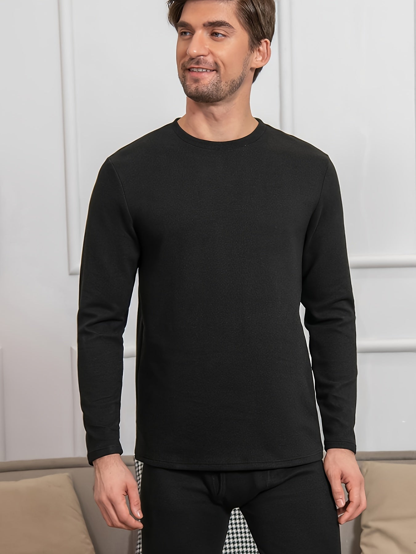 Men's warm thermal underwear tops with high elasticity and high quality material, designed for winter weather. (Tops only)