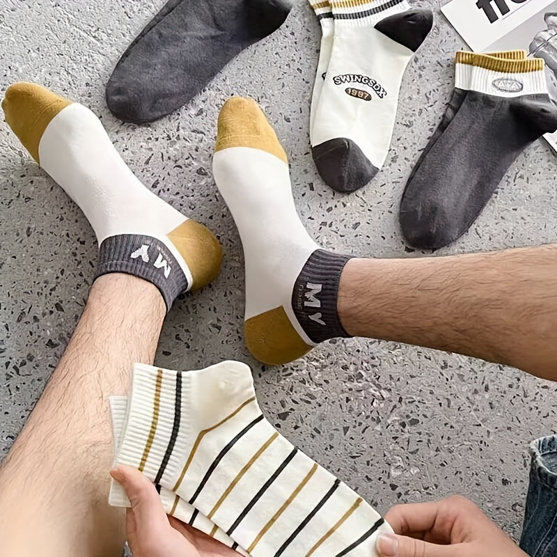 Men's knitted low-cut socks, anti-odor and sweat-absorbing, perfect for daily wear in spring and summer.