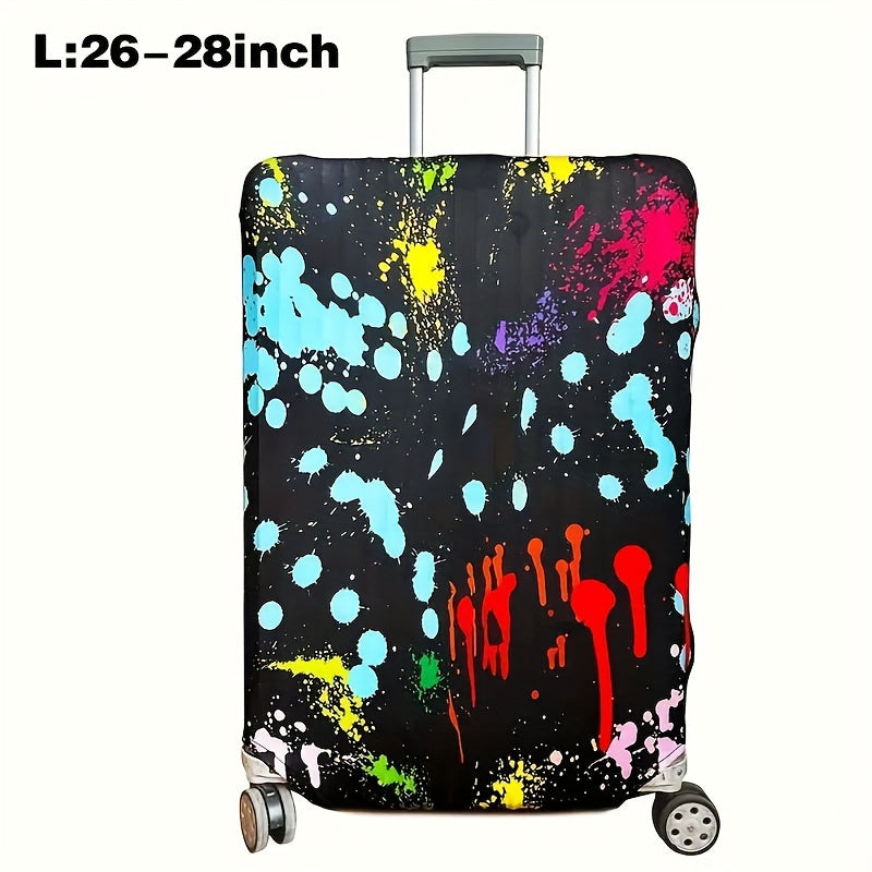 Cartoon patterned elastic luggage cover for travel suitcase or trolley duffle case.