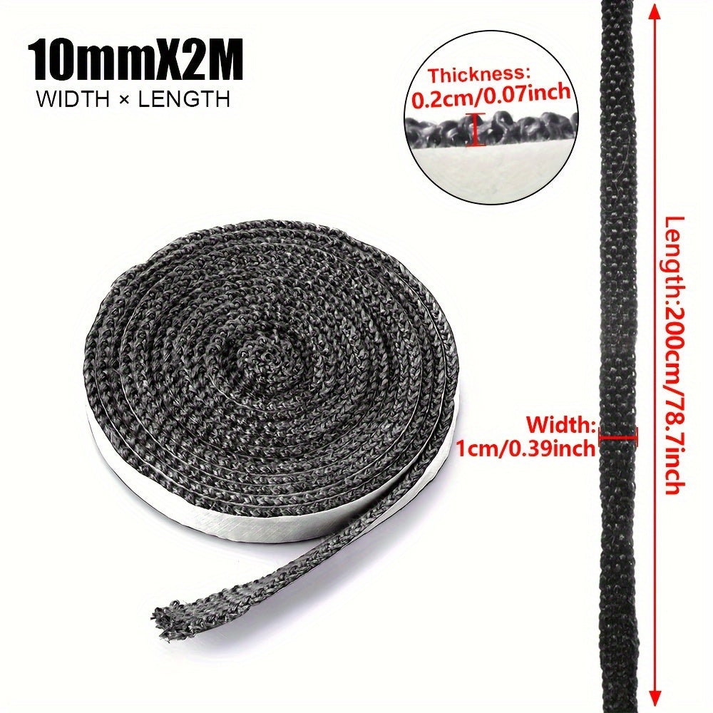 Black Fiberglass Fireproof Sealant Tape designed for log burners and fireplaces with high-quality materials. This self-adhesive tape is heat resistant and can be used as a replacement gasket. Available in 2m or 3m lengths.