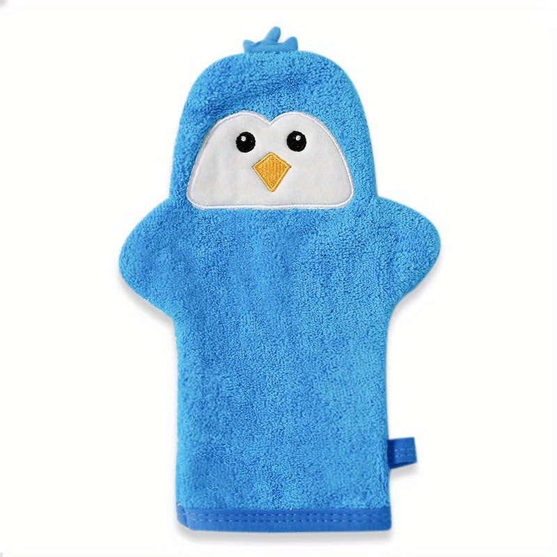 Set of Kids' Cartoon Bath Gloves, Children's Bath Towel with Animal Embroidery, Soft Rubbing Towel Shape