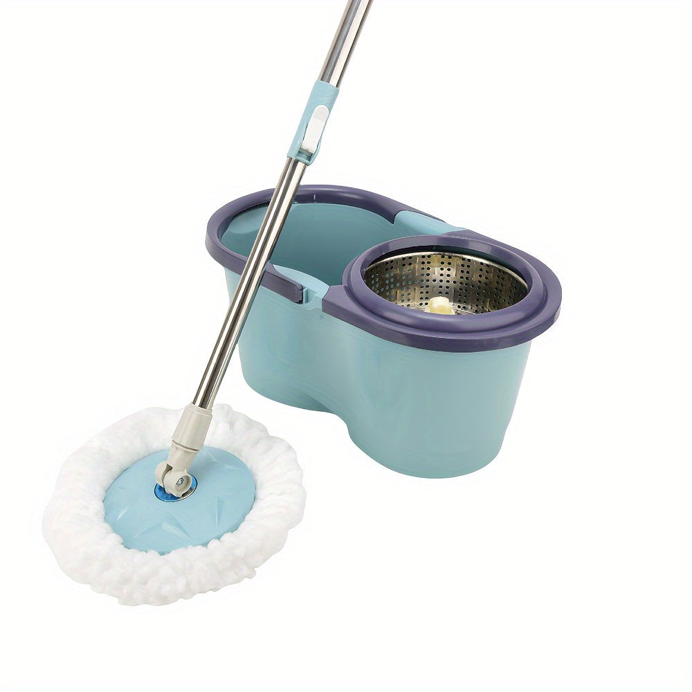 Spin Mop and Bucket Set with 4 Microfiber Pads - 360° Swivel Head for Easy Household Cleaning, Perfect for Living Room and Bedroom, Reusable Pads, Adjustable Handle, Great for Party Clean-Up