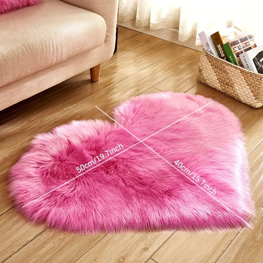 One piece of a heart-shaped fluffy area rug designed for living rooms. This indoor floor mat is non-slip, perfect for kitchen flooring. It can also be used as a kitchen rug or mat, adding a touch of home decor to any room.