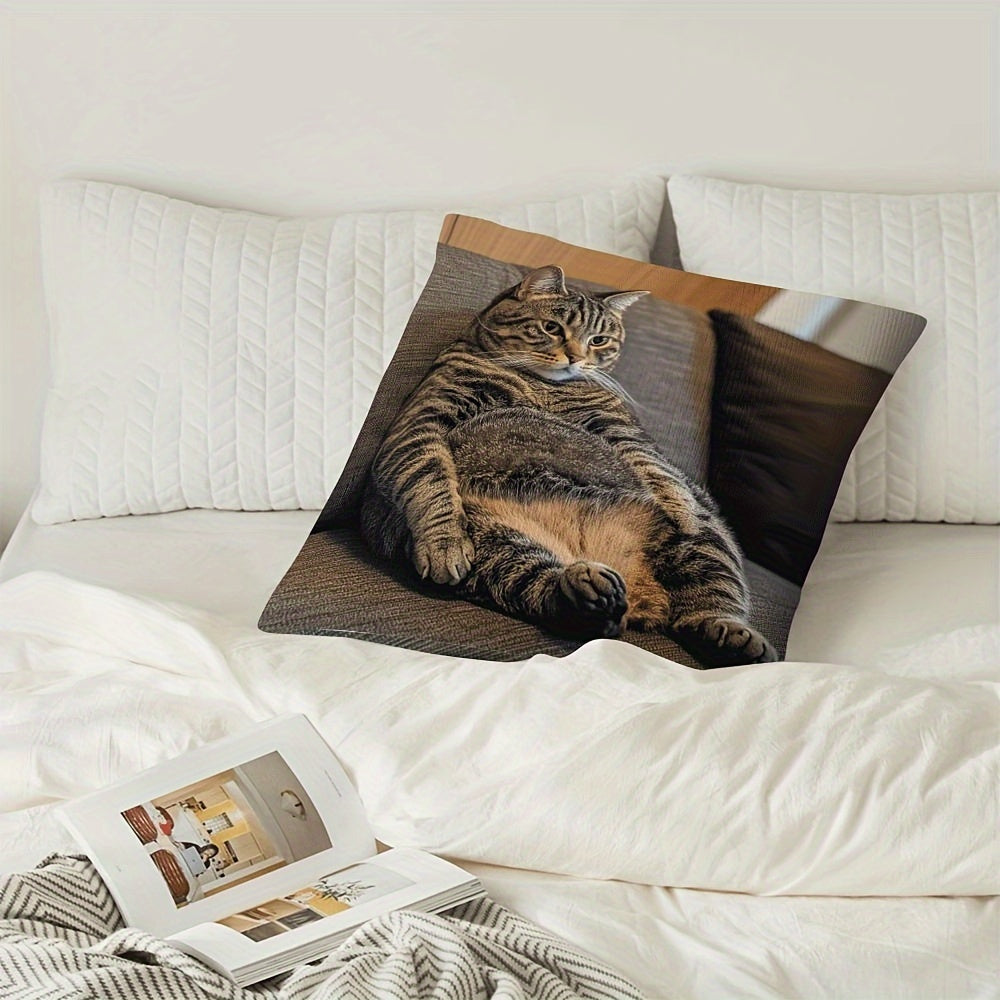 Get cozy with the 1pc Sofa Fat Cat Polyester Pillow Cover featuring an adorable design, soft and durable fabric. Enhance your holiday decor with this perfect addition for Halloween and Christmas sofas. (Pillow inserts not included) dq16- (272)