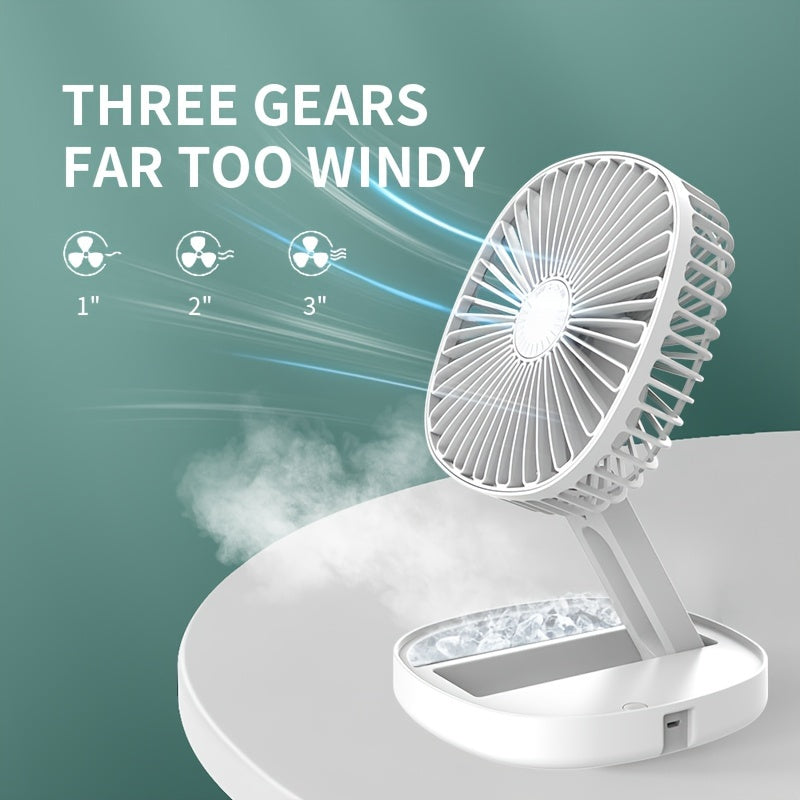 Portable Pedestal Fan: This foldable standing desk fan is perfect for on-the-go use. It features a 1200mAh rechargeable battery, and can also be used as a spray and fragrant fan. The telescopic design allows for 3 different speeds, as well as a timer