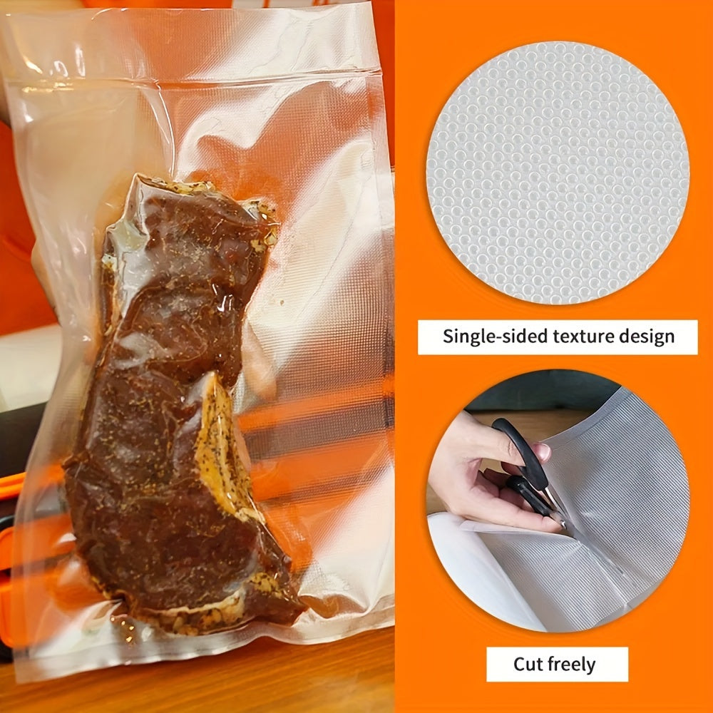 Essential Kitchen Supplies: BPA-Free Vacuum Sealing Bags, Perfect for Storing Meat, Fruits, Grains, and Veggies. Convenient Easy Cut Design for Organized Kitchen Storage.