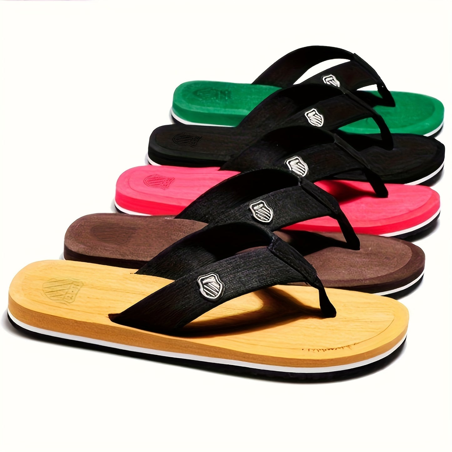 1 pair of trendy summer slippers for home or beach leisure.