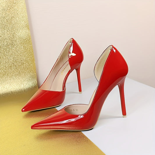 Elegant stiletto high heels with pointed toe.