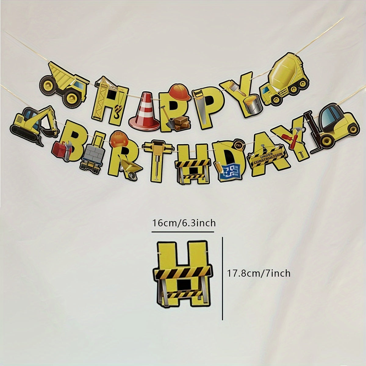 Excavator-Inspired Birthday Party Decor Set - Comes with Banner, Balloons, and More for Any Time of Year. Perfect for Excavator Themed Birthday Celebrations. Features Pull Flag and Balloon Ceremony.