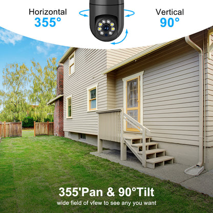 The WJG 1080P HD WiFi Security Camera offers crisp 2MP resolution at 1920x1080, with a wide 355° pan-tilt feature for flexible surveillance. It operates on 2.4G WiFi for reliable home monitoring, even in low light thanks to night vision capabilities.